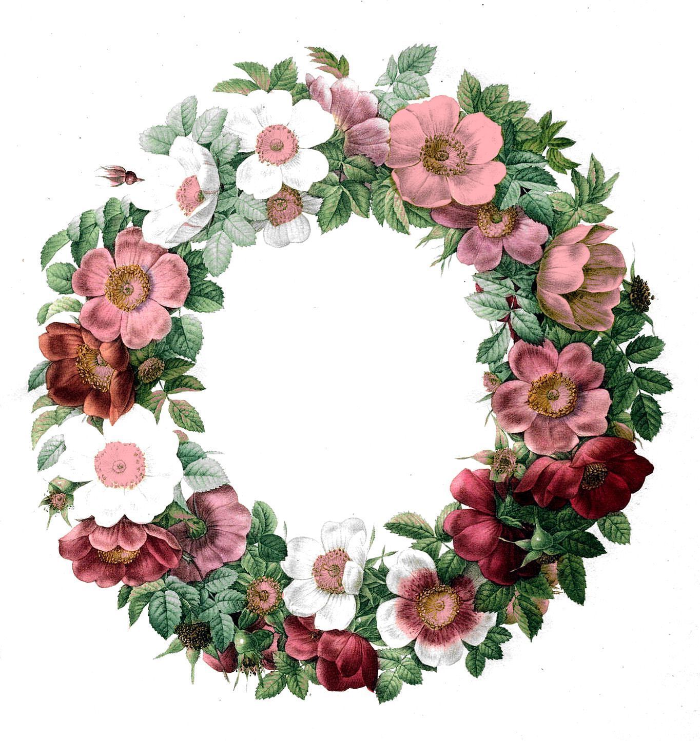 1364x1445 Floral Wreath Clipart!