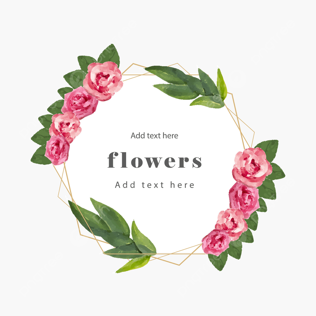 1200x1200 Pink Flower Wreath With Watercolor