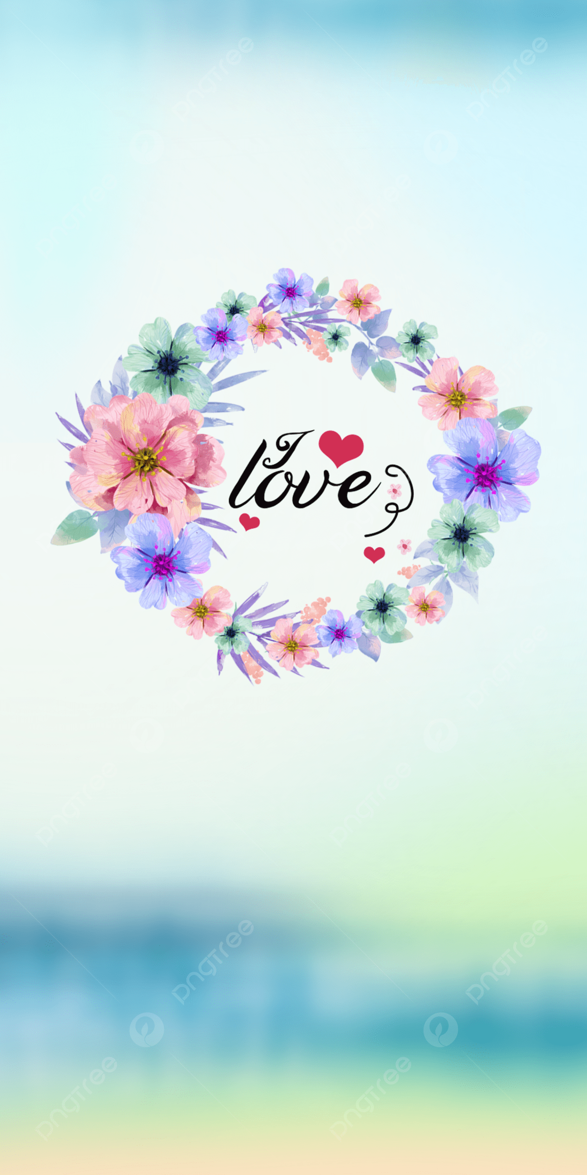 1200x2400 Blurred Floral Wreath Mobile Phone