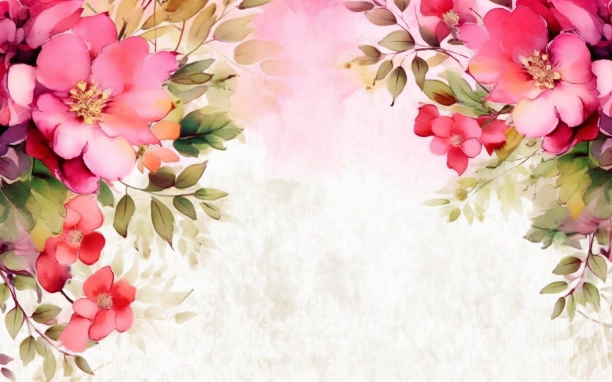 1200x750 Watercolor flowers wreath Background