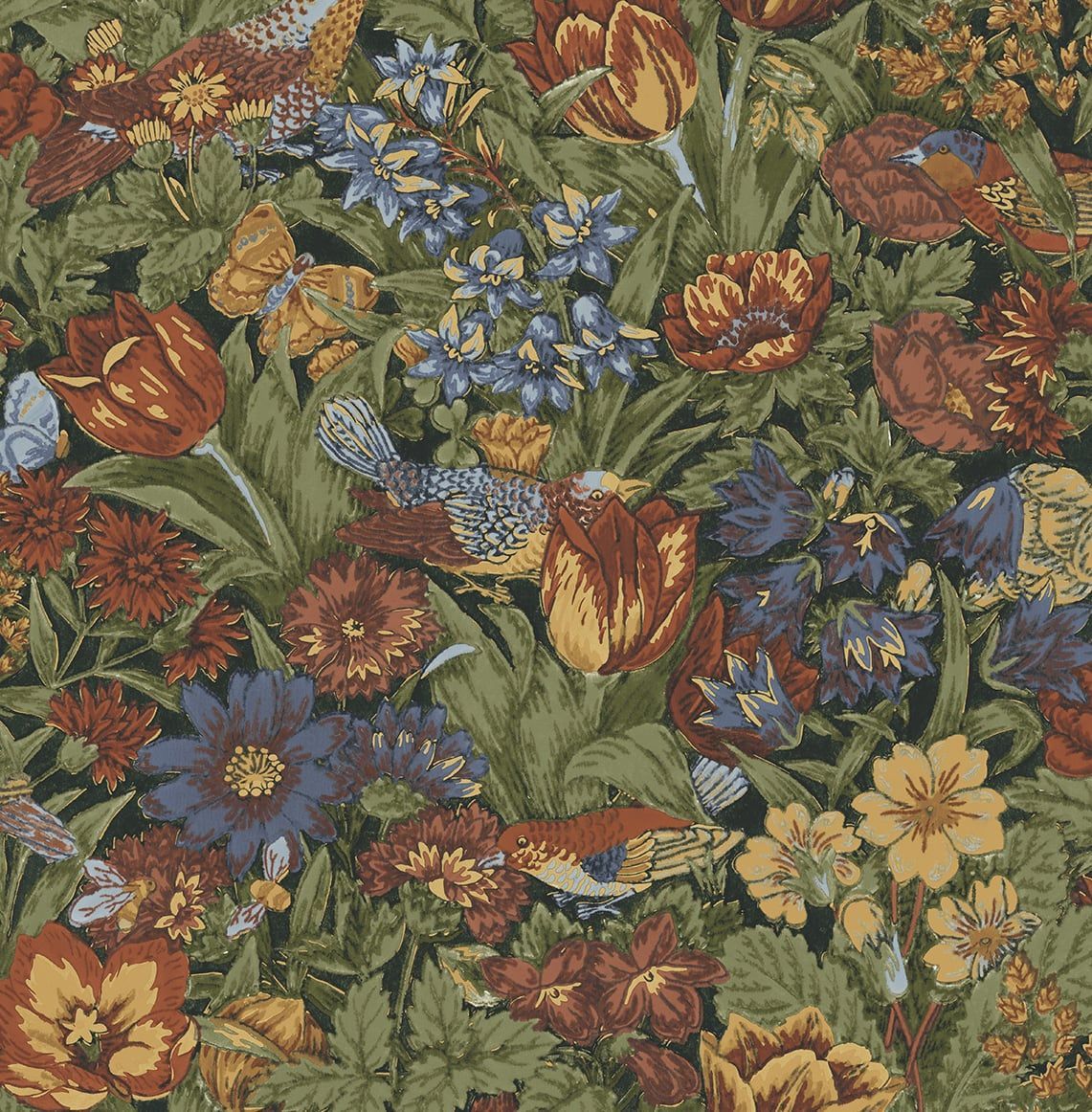 1141x1162 Bird Floral Peel And Stick Wallpaper In Russet & Riverside