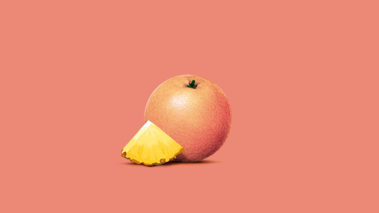 1280x720 Wallpaper Grapefruit, HD, 4K, Minimal