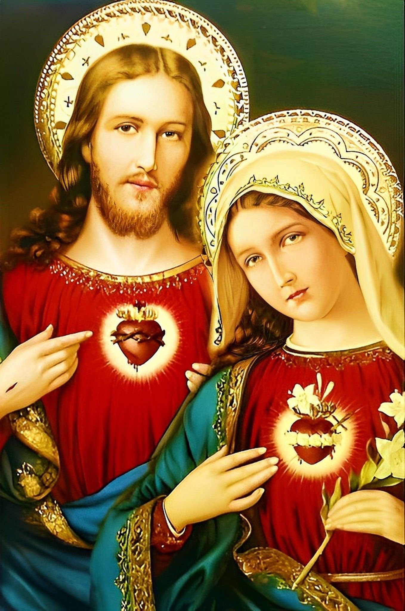 1358x2048 Jesus and Mary Sacred Hearts Immaculate