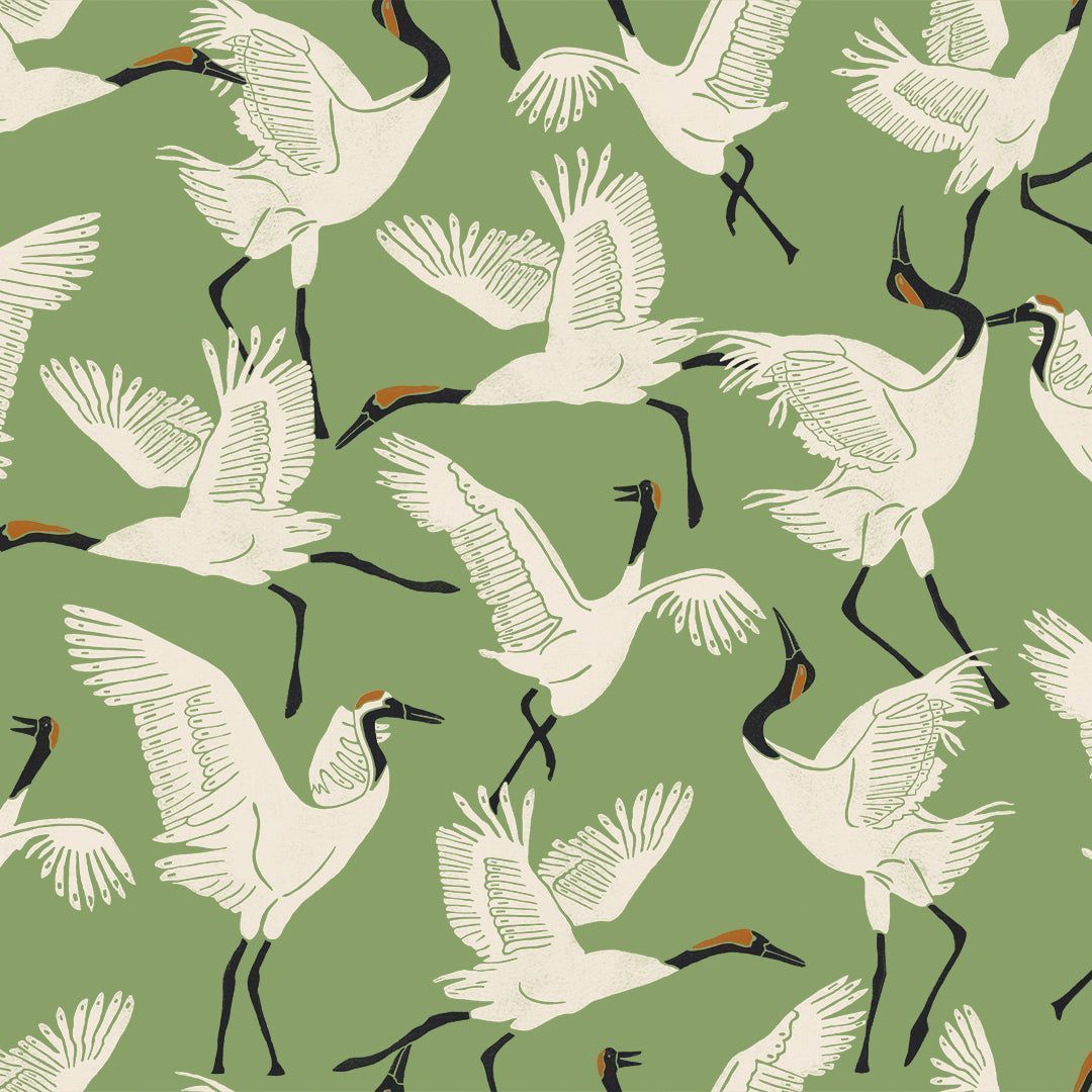 1080x1080 Family of Cranes Peel + Stick Wallpaper