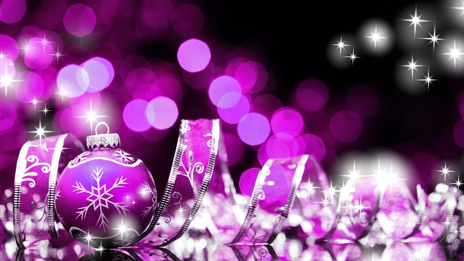 1920x1080 Pink and Purple Christmas Wallpaper at