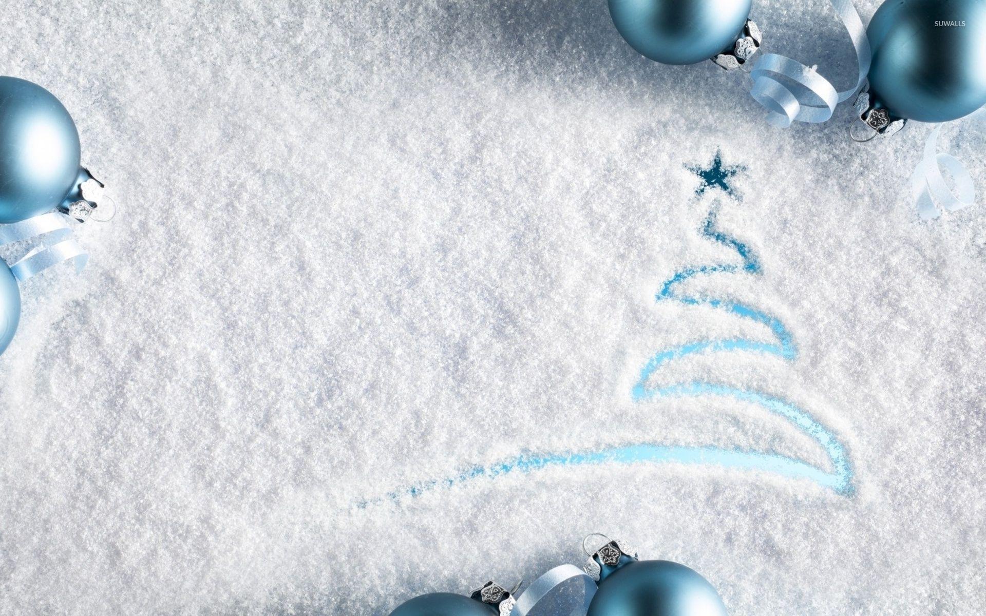 1920x1200 Red Christmas tree on snow wallpaper wallpaper