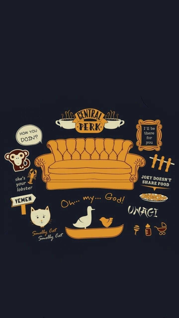 720x1280 Download Friends TV Show Icon And Quotes Wallpaper