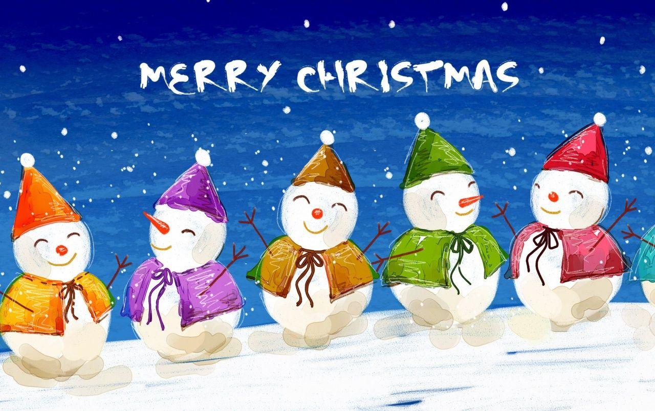 1280x804 Christmas snowmen wallpaper. Christmas snowmen