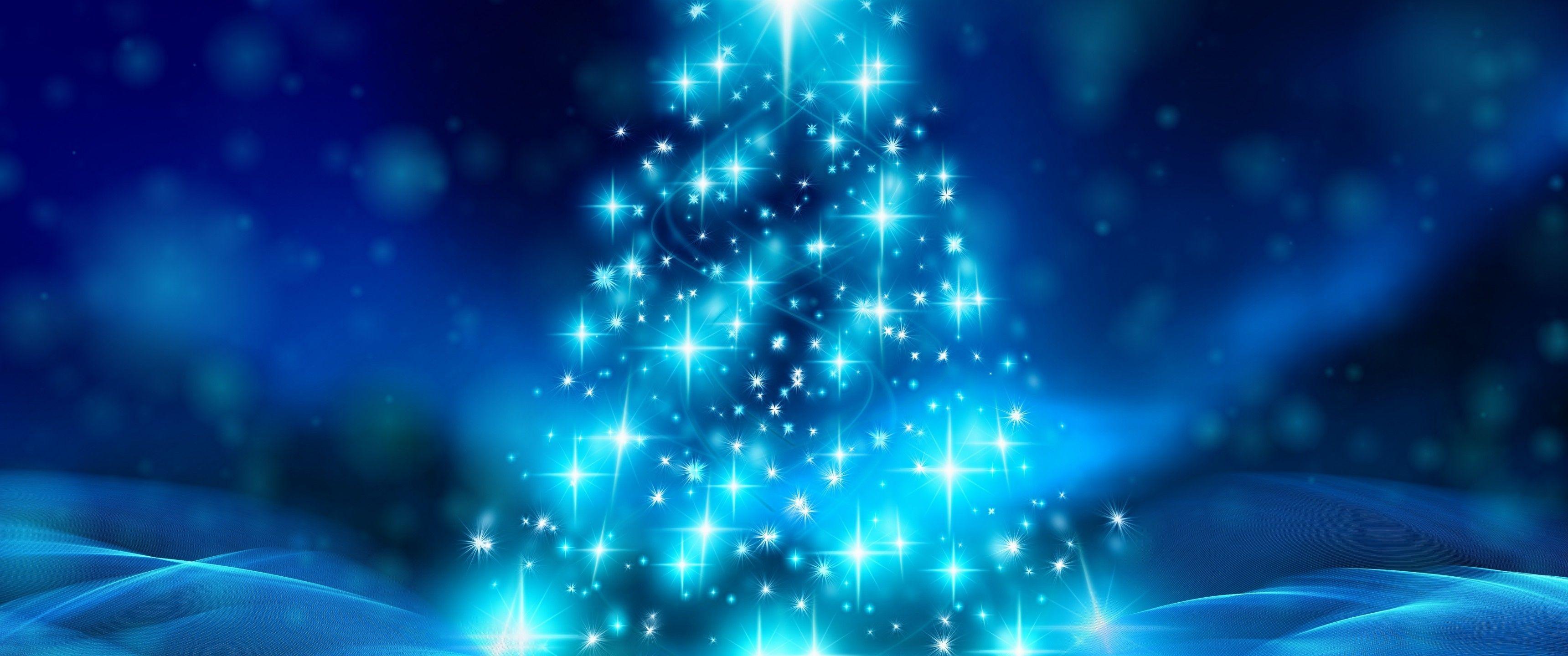 3440x1440 Download 3440x1440 Blue Christmas Tree, Happy New Year 2019