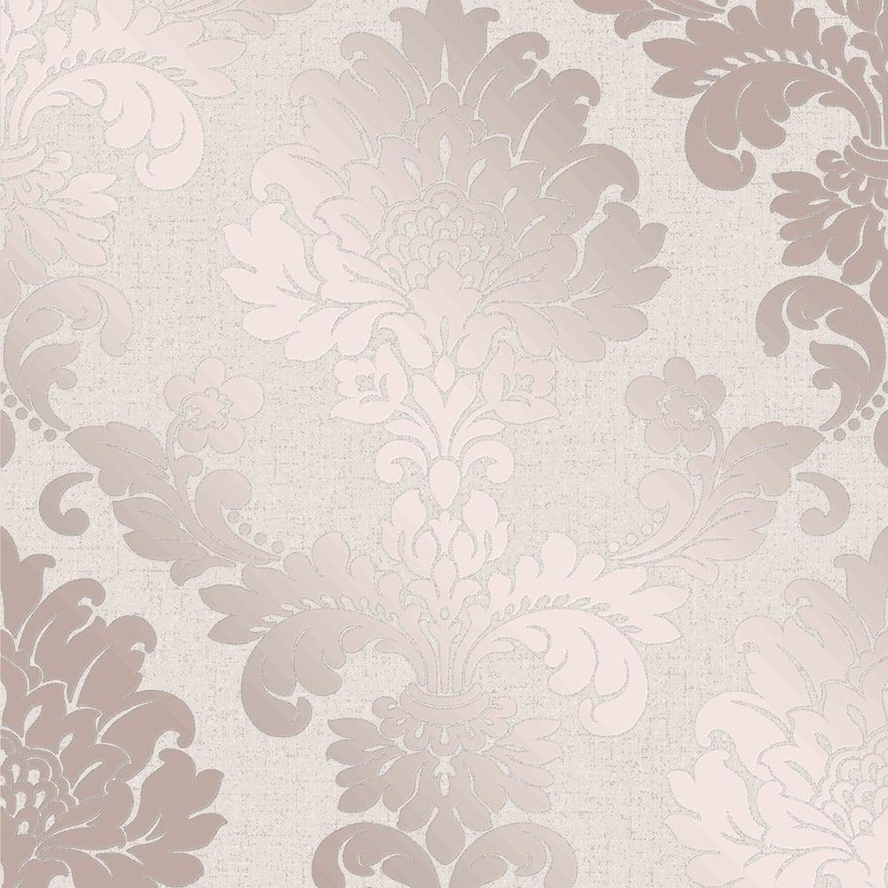 1000x1000 Quartz Damask Wallpaper Rose Gold And Pink Metallic