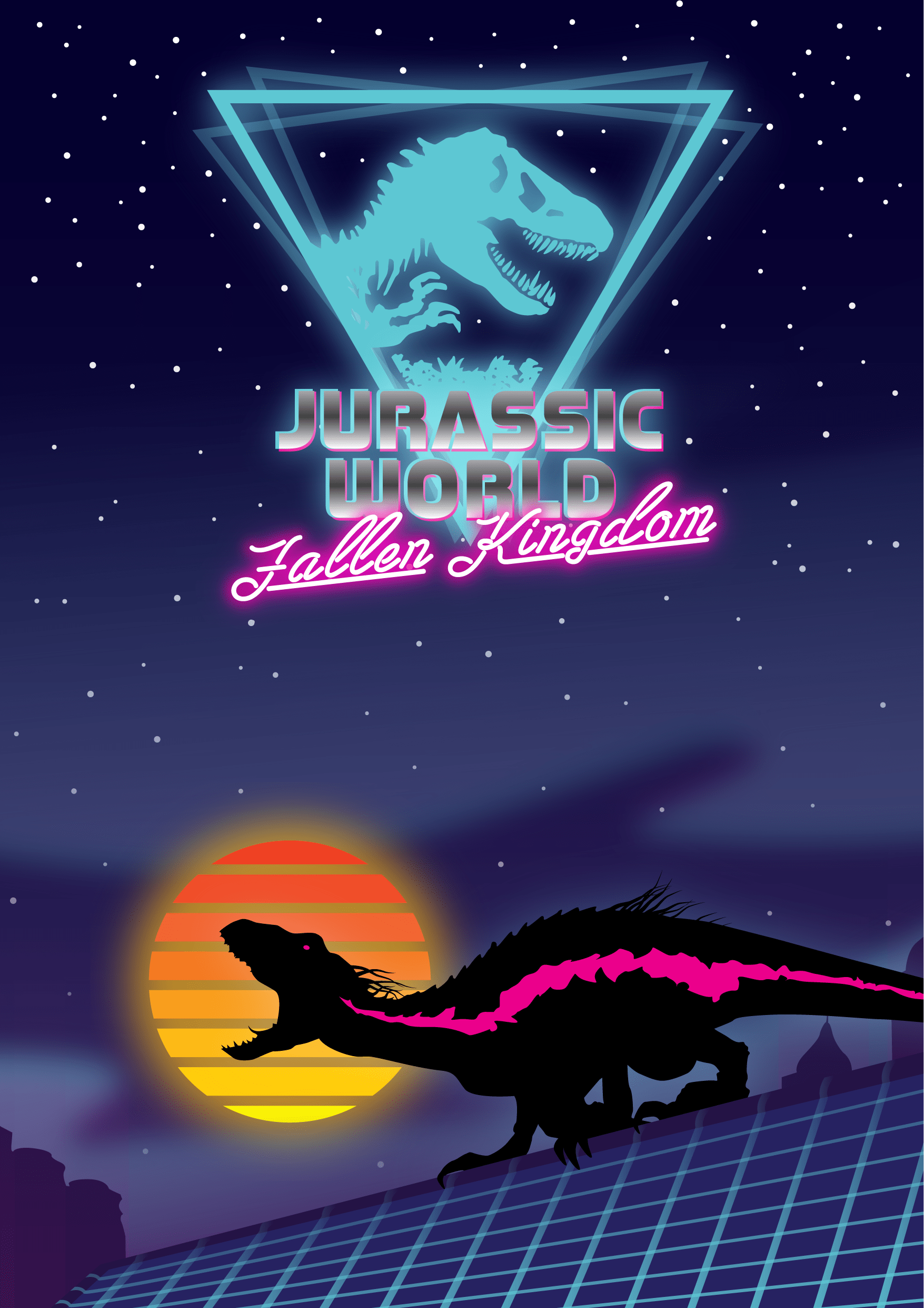 1755x2482 Made a neon 80s retro style poster