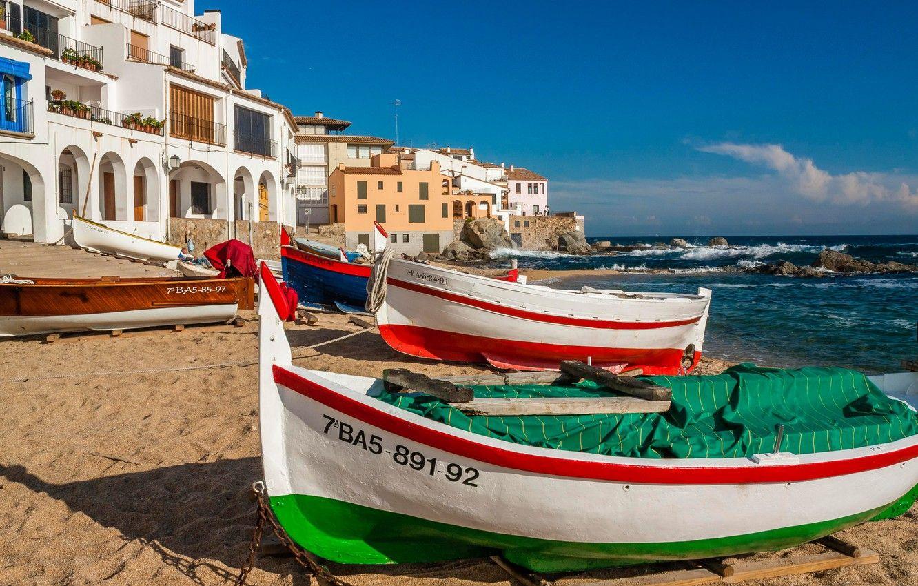 1332x850 Wallpaper sea, coast, building, home, boats, Spain, Spain