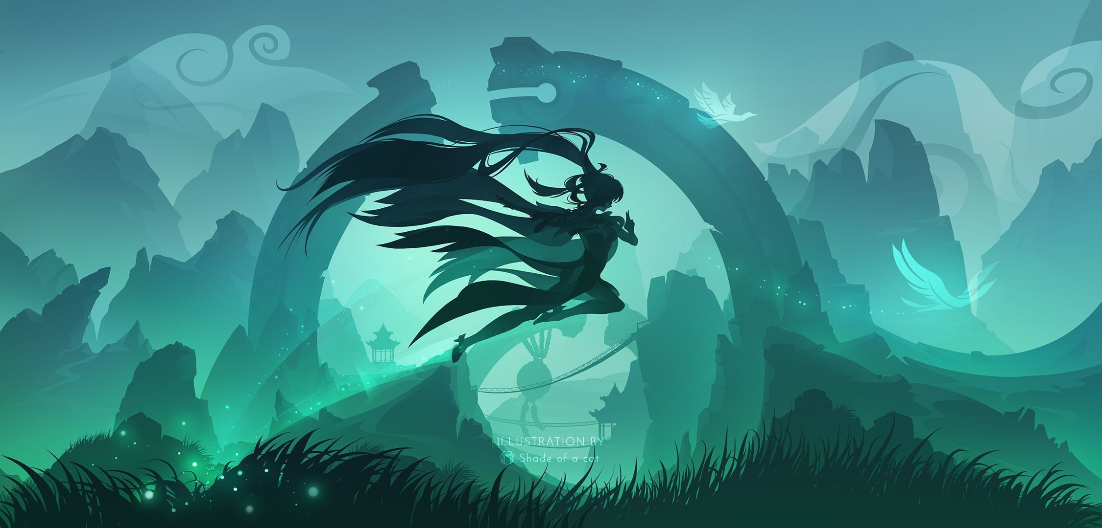 2250x1080 Shade of a cat / X