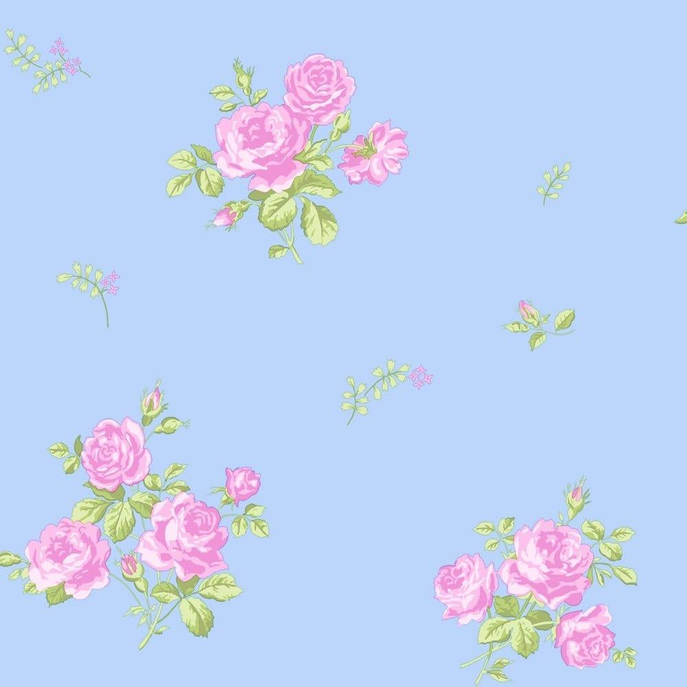1000x1000 Blue And Pink Floral Wallpaper Group , Download for free