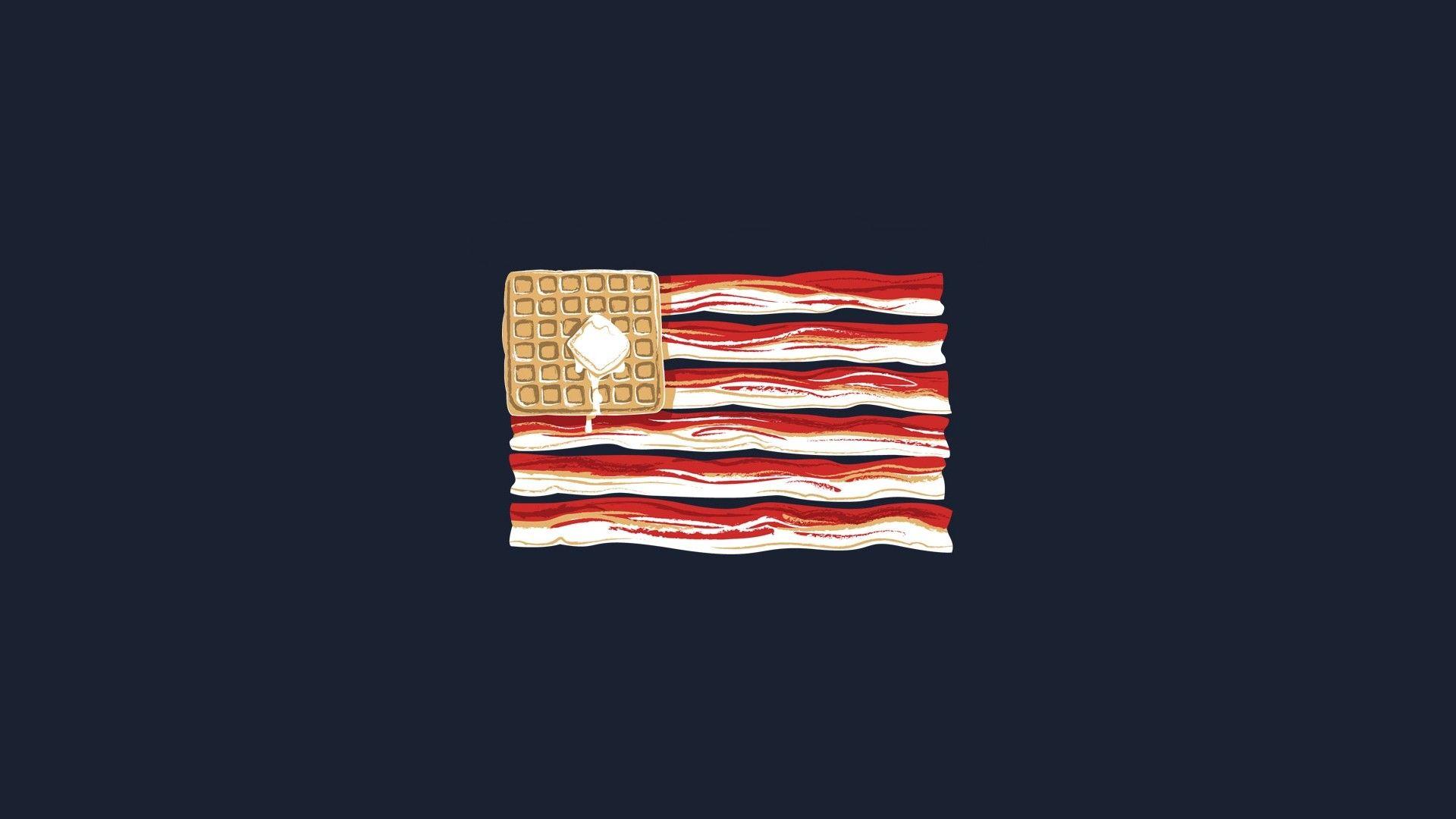 1920x1080 cartoons, abstract, bacon, USA, waffles, solid, breakfast