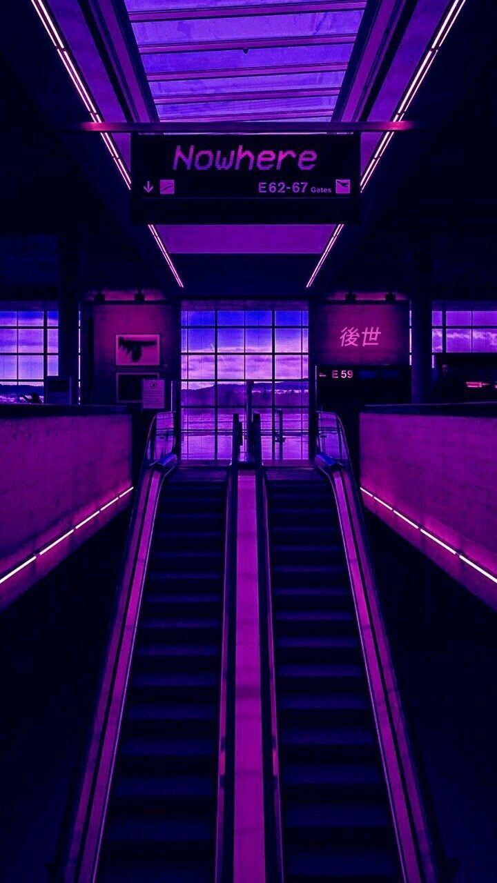 720x1280 Tropical Neon City Purple Wallpaper