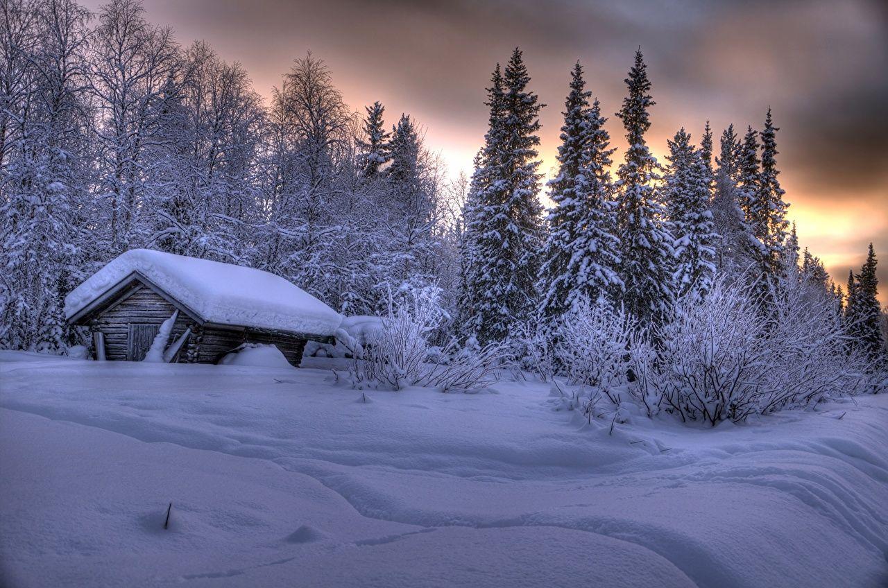 1280x848 Wallpaper Lapland region Finland Nature Winter Snow Building