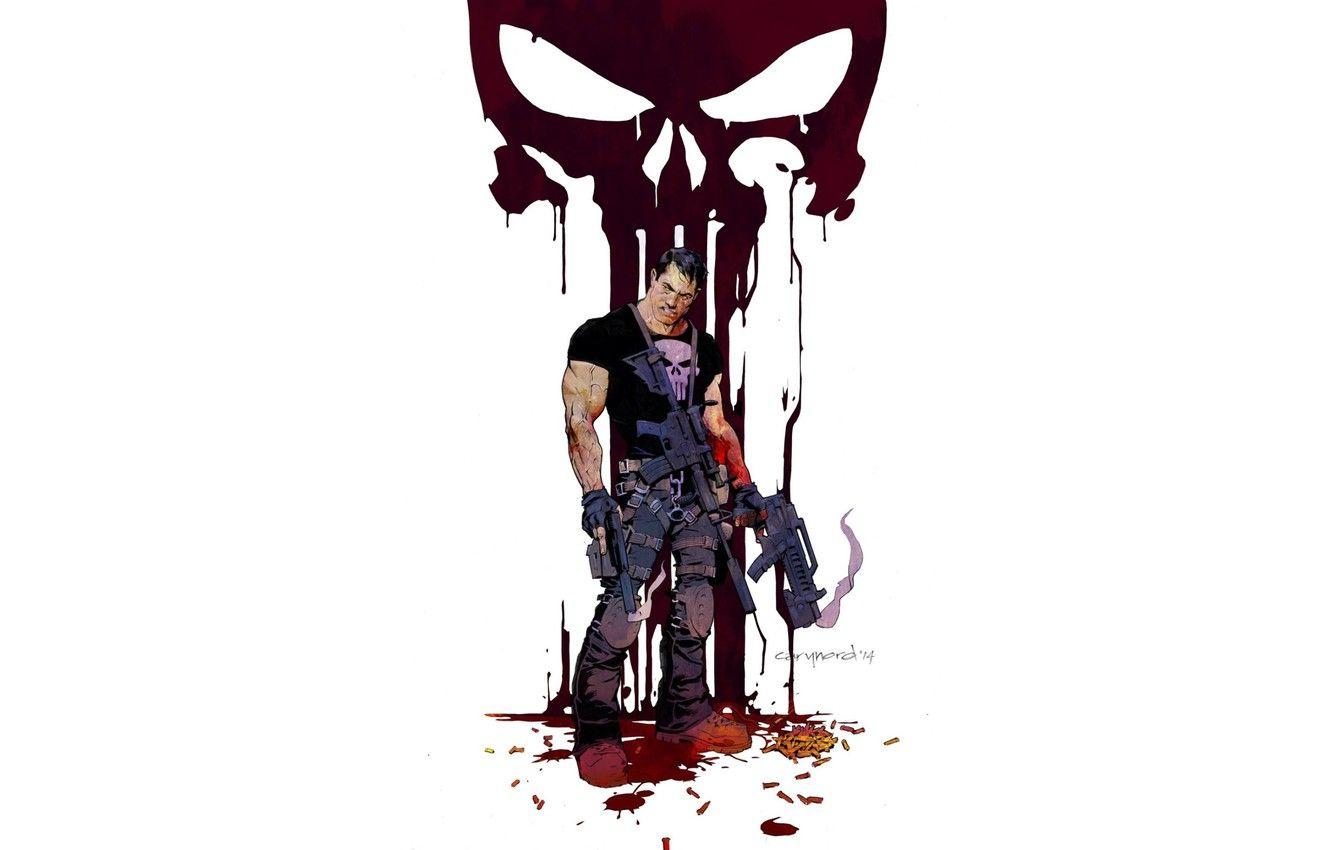 1332x850 Wallpaper blood, skull, Punisher, weapon, Marvel, comic