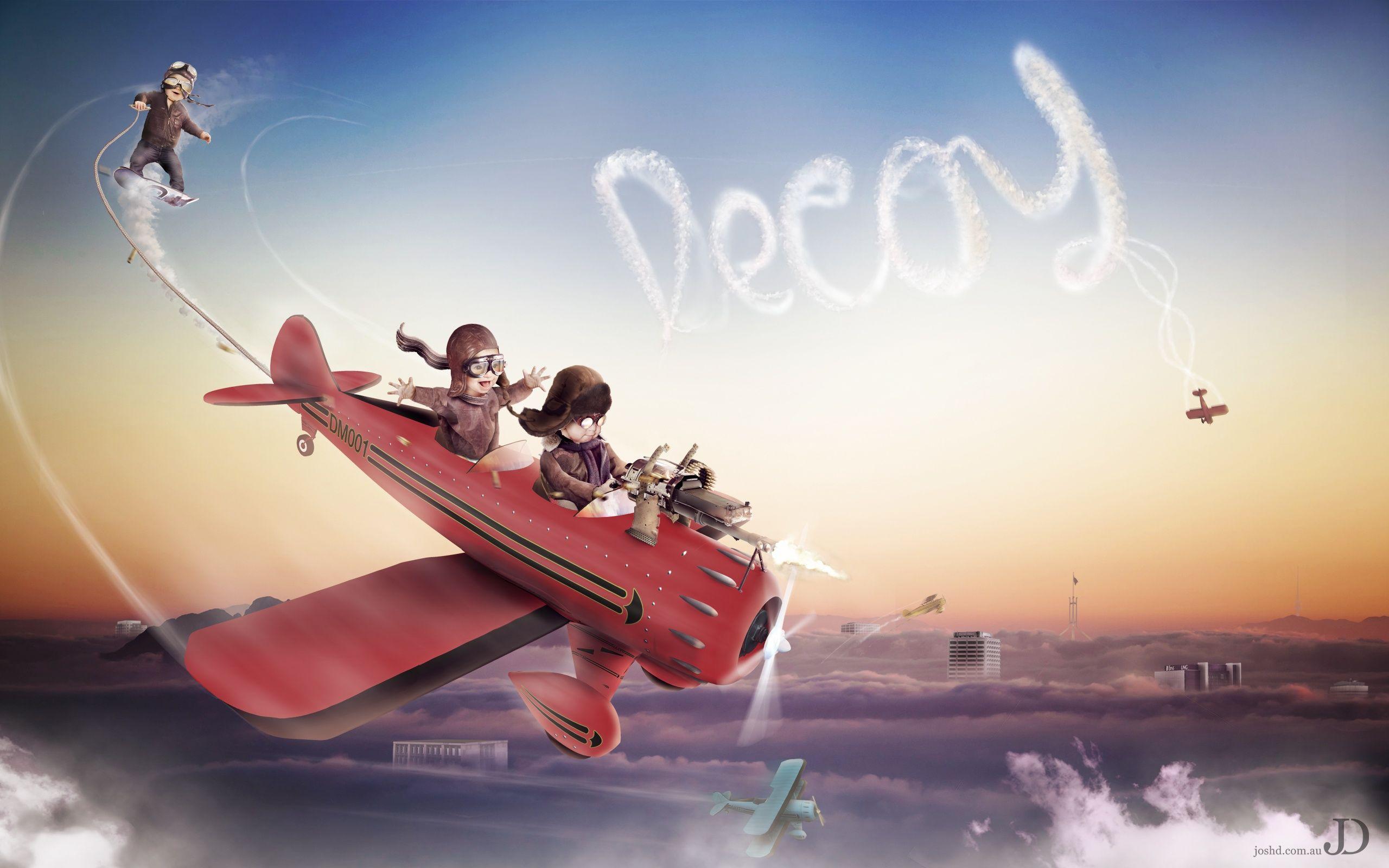 2560x1600 Cute Red Baron Flight Wallpaper in jpg format for free download