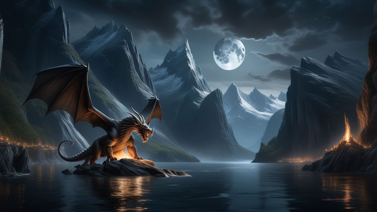 1280x720 baby dragon in front of mountains