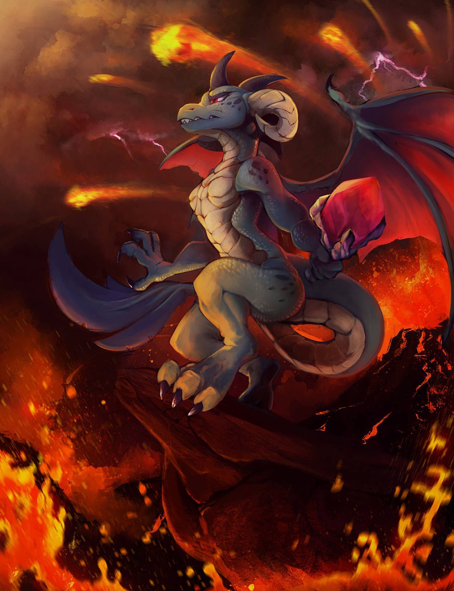 1476x1920 Blue Female Lava Dragon Wallpaper