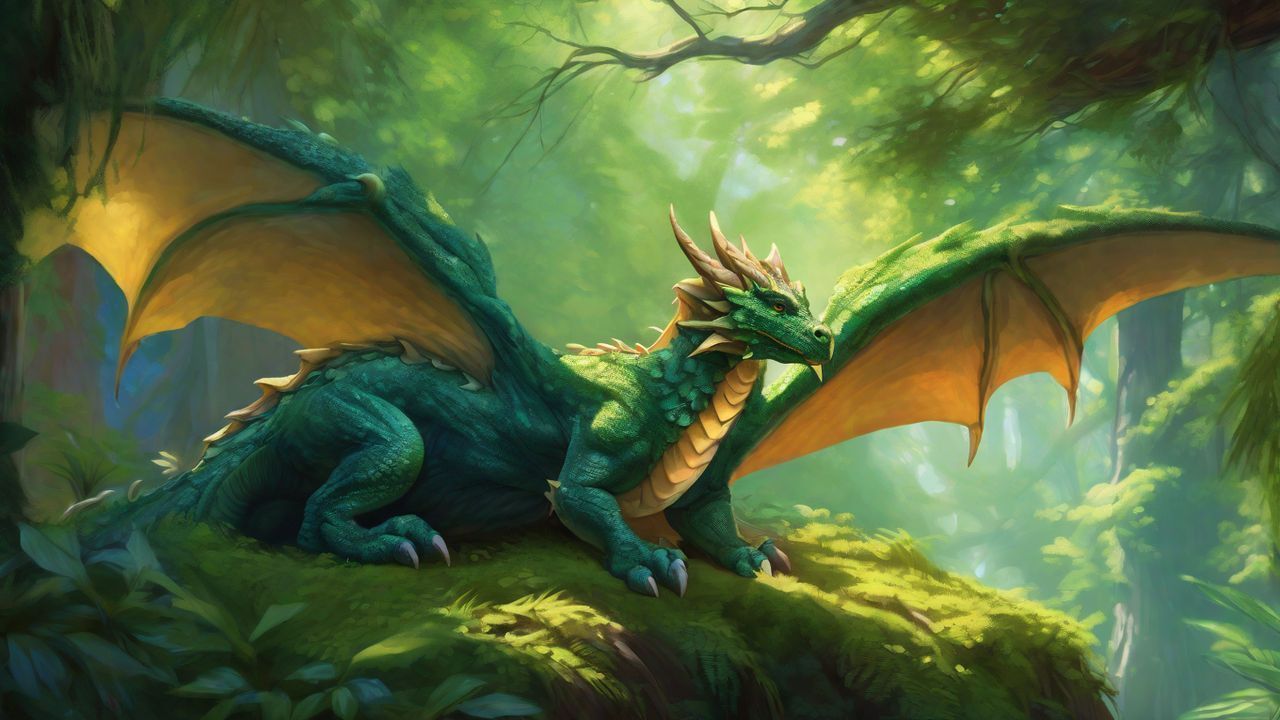 1280x720 furry green fat dragon wild