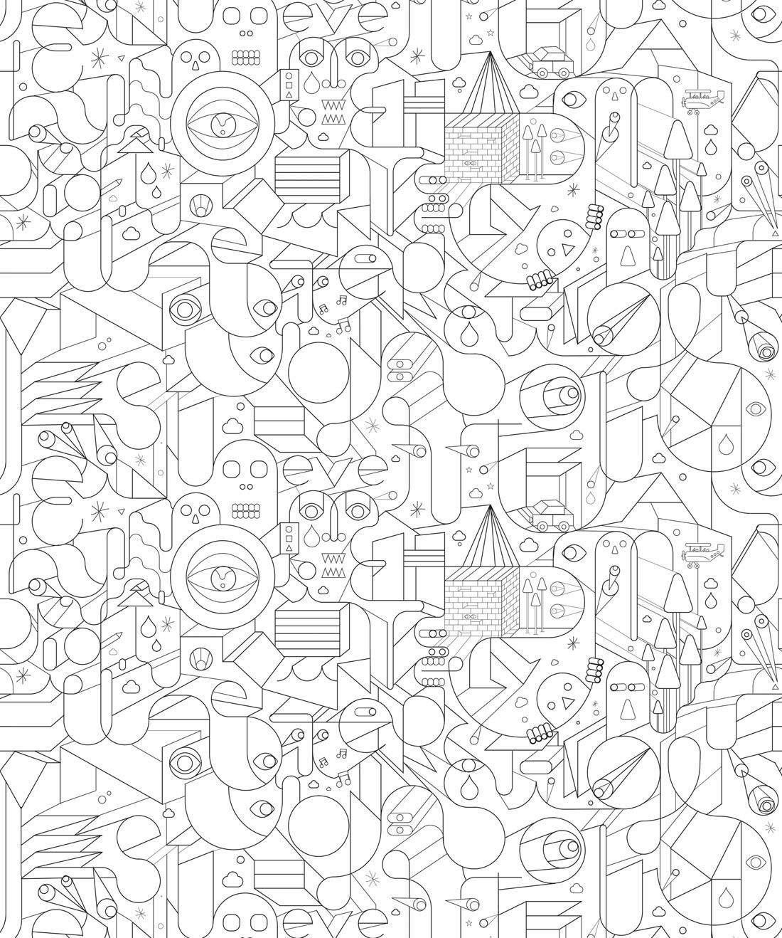 1100x1318 Tipografia Self Adhesive • typographic line drawing