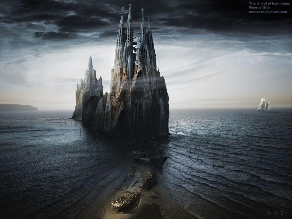 1024x768 The Island Of Lost Hopes: Surreal Art Print, Poster, Book