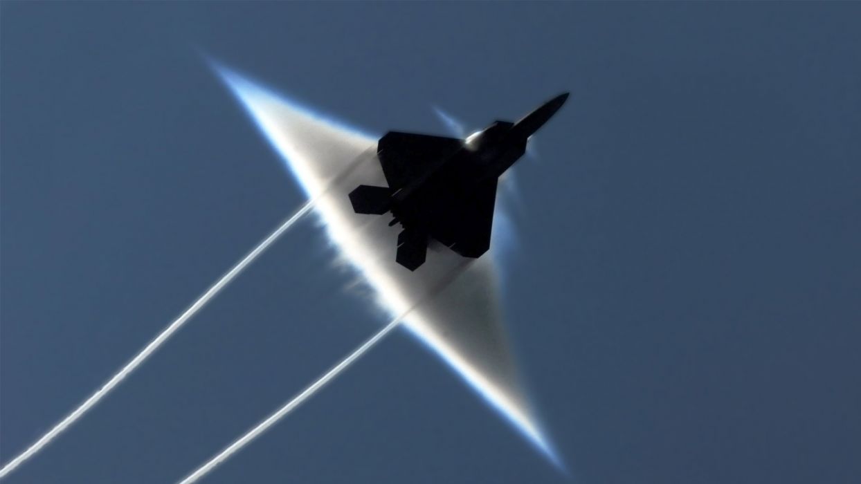 1244x700 Aircraft Military F 22 Raptor Contrails Sound Barrier