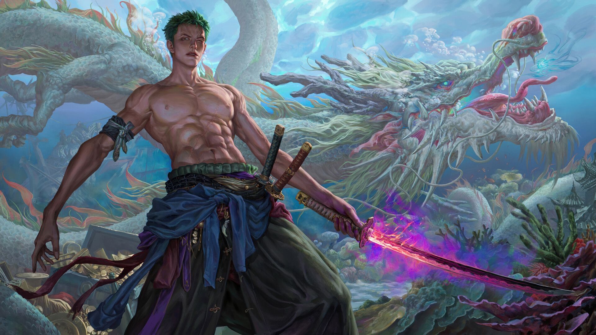 1920x1080 Roronoa Zoro Katana Dragon One Piece