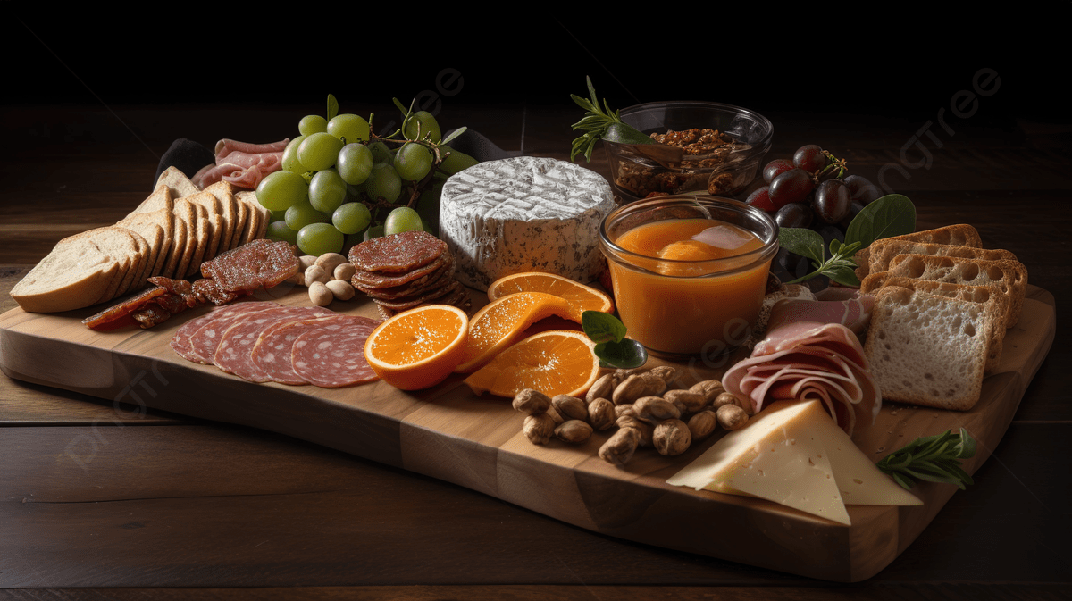 1200x673 Wood Board Serving A Variety Of Foods