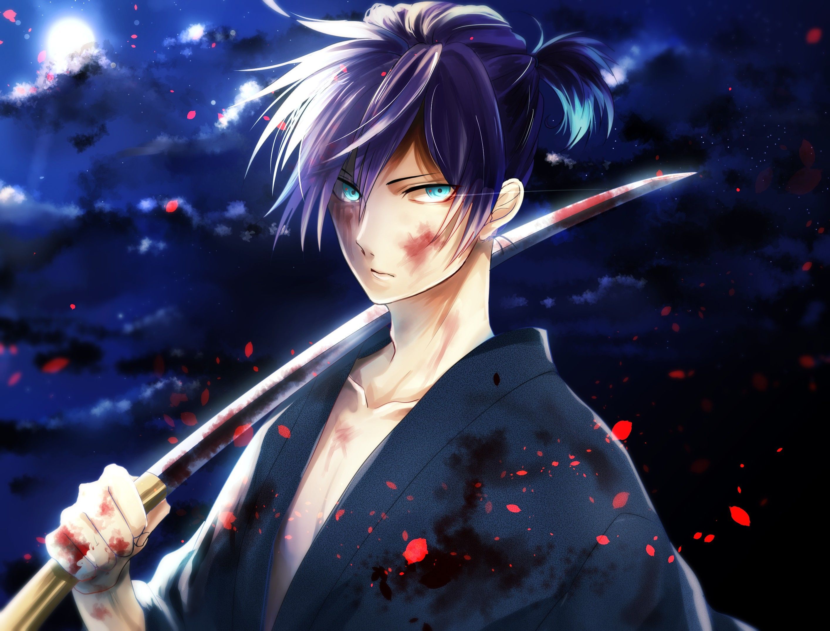 2829x2150 Wallpaper Purple Haired Male Anime