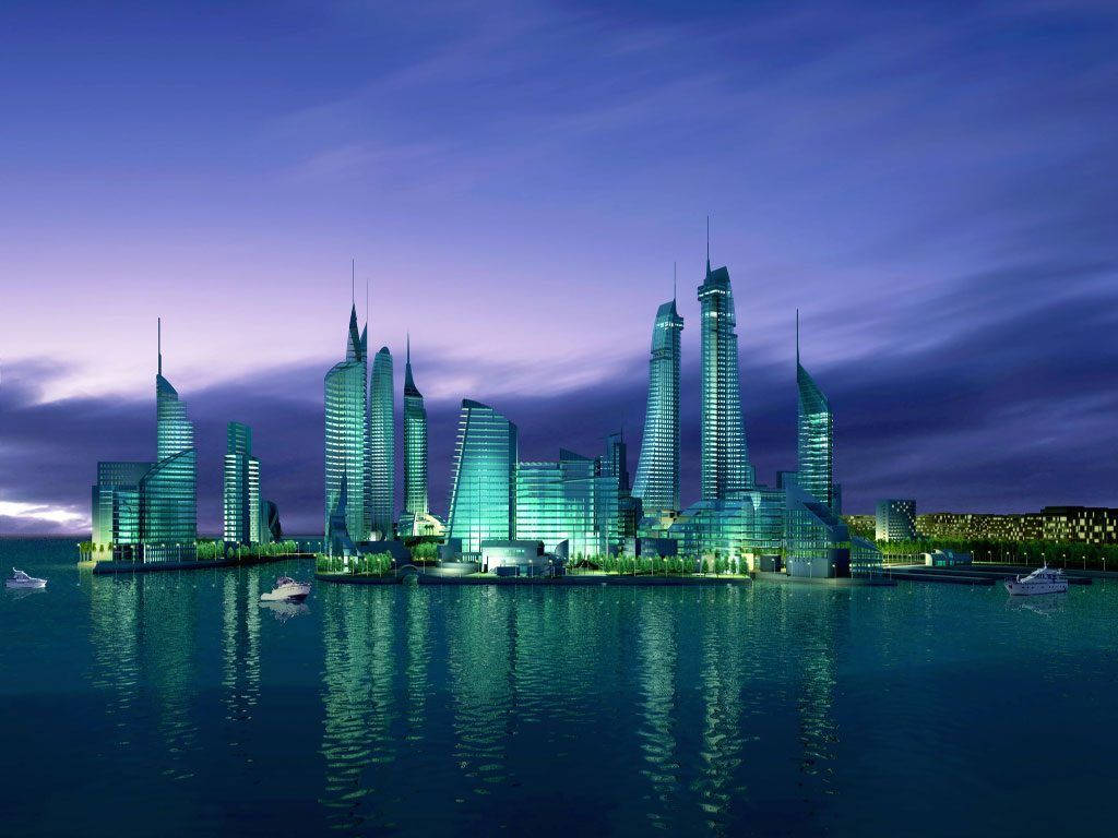 1024x768 Bahrain Manama Skyline Wallpaper