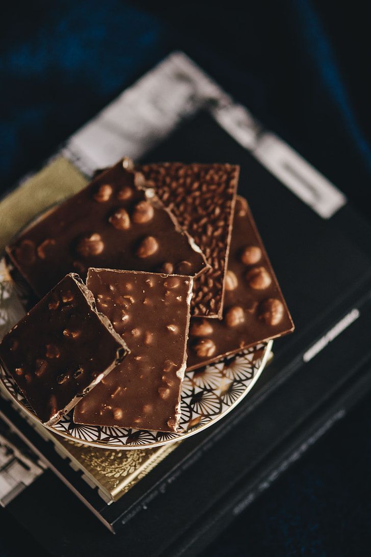 728x1092 Close up a nut chocolate bar