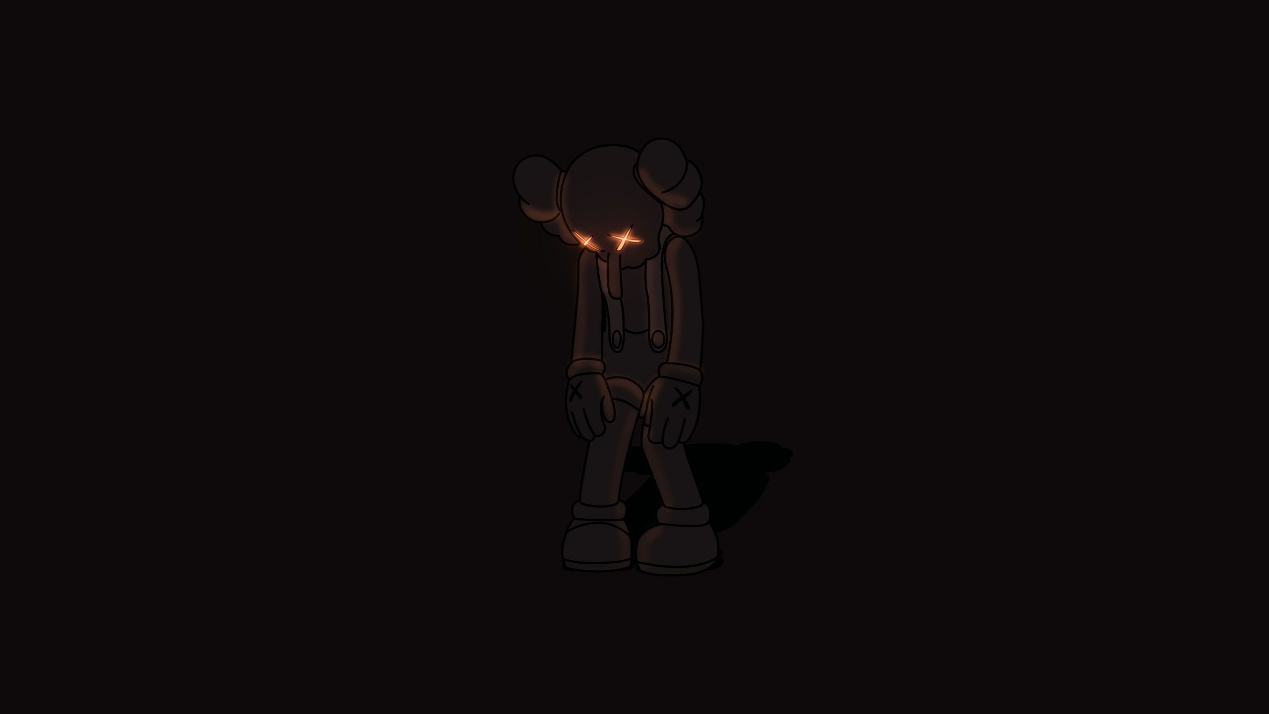 2560x1440 Kaws sad Wallpaper 4K, Kaws Companion, Dark background