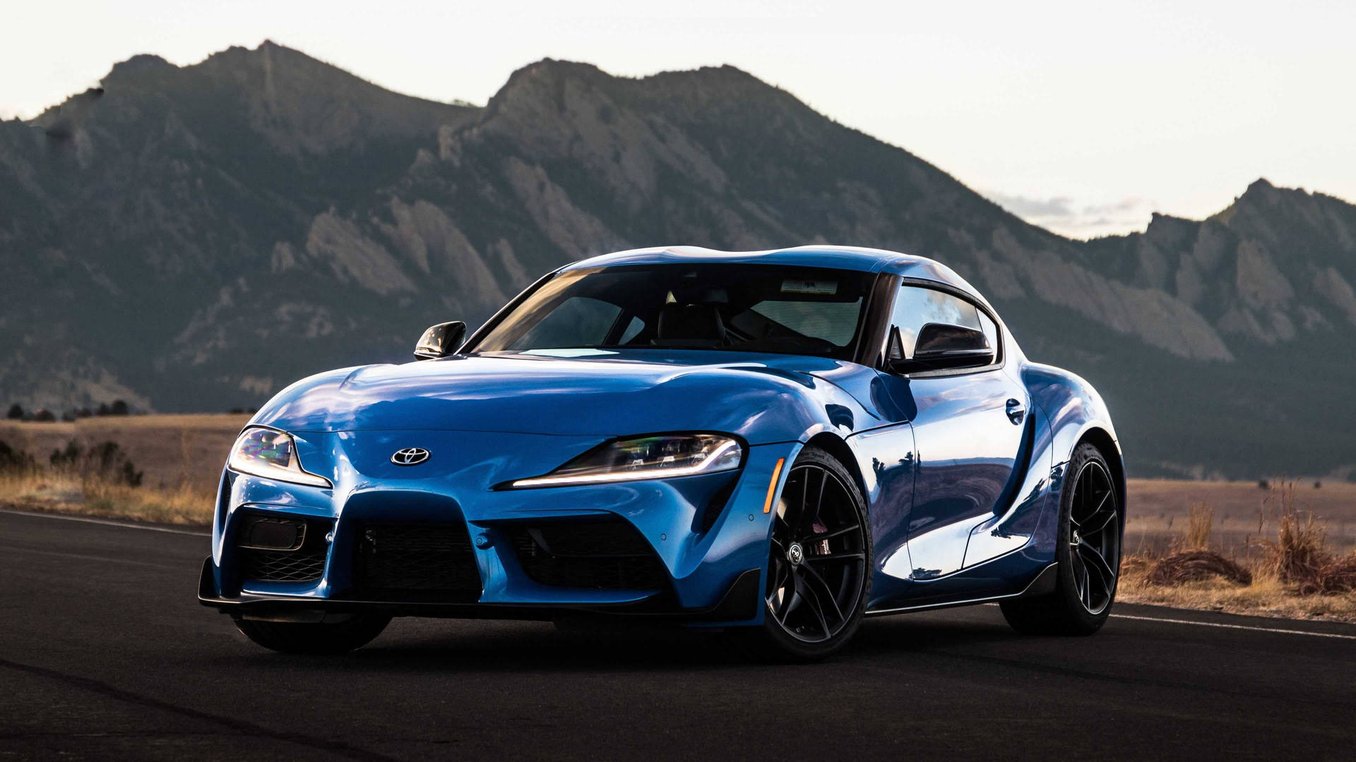 1920x1080 Download Blue Toyota Supra Near