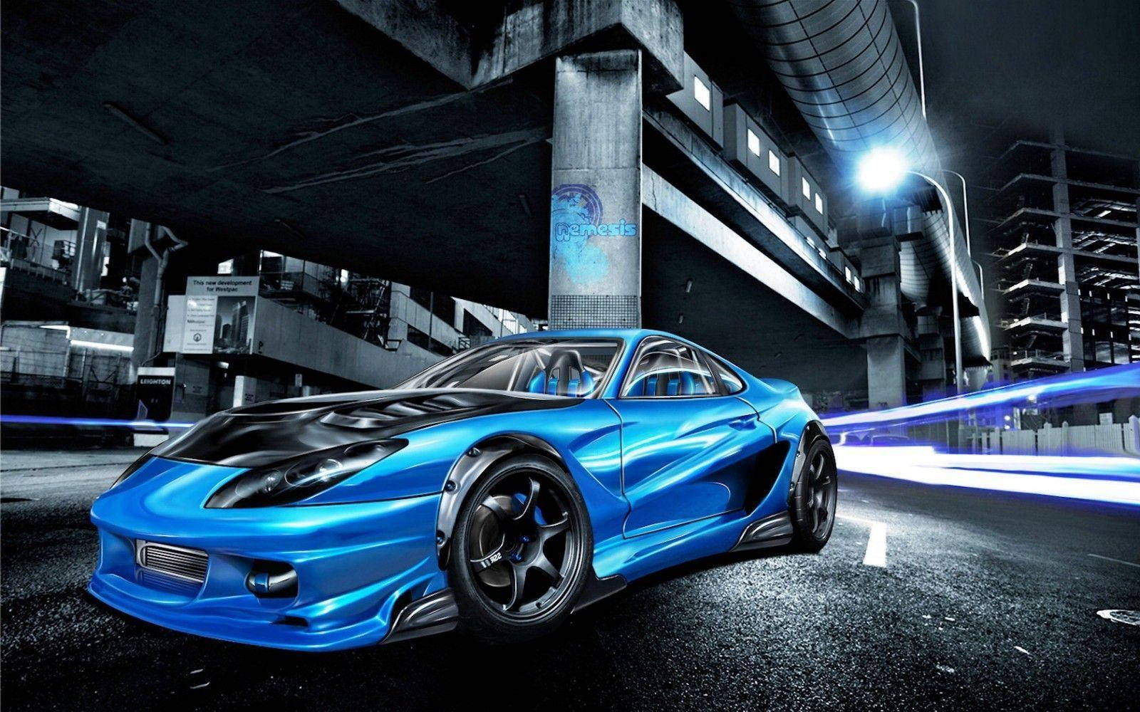 1600x1000 Cool Sports Car Blue Supra Wallpaper