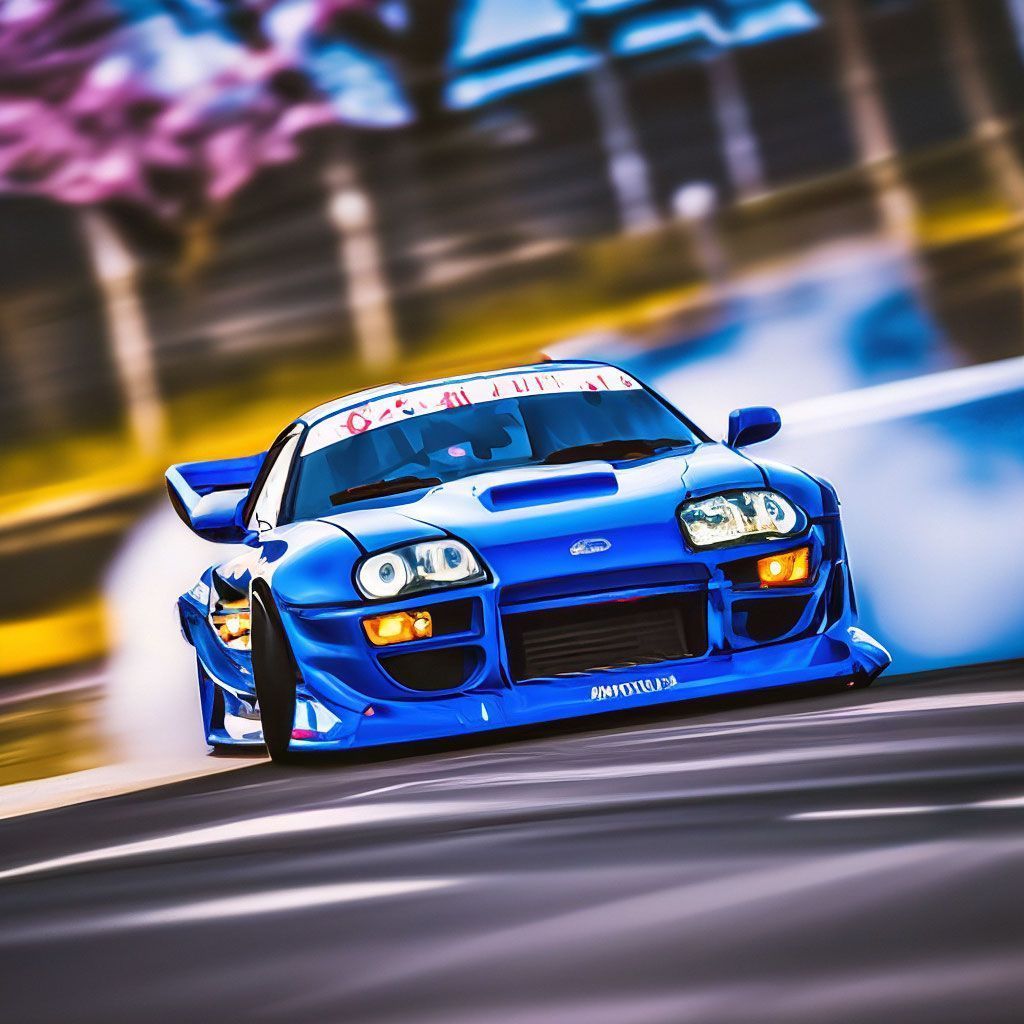 1024x1024 Blue toyota supra a goes into a