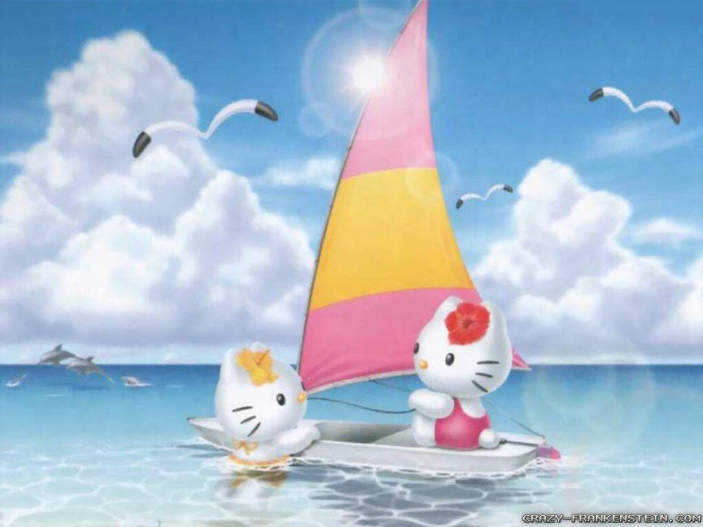 1024x768 Hello Kitty Summer Desktop Wallpaper Kitty Beach
