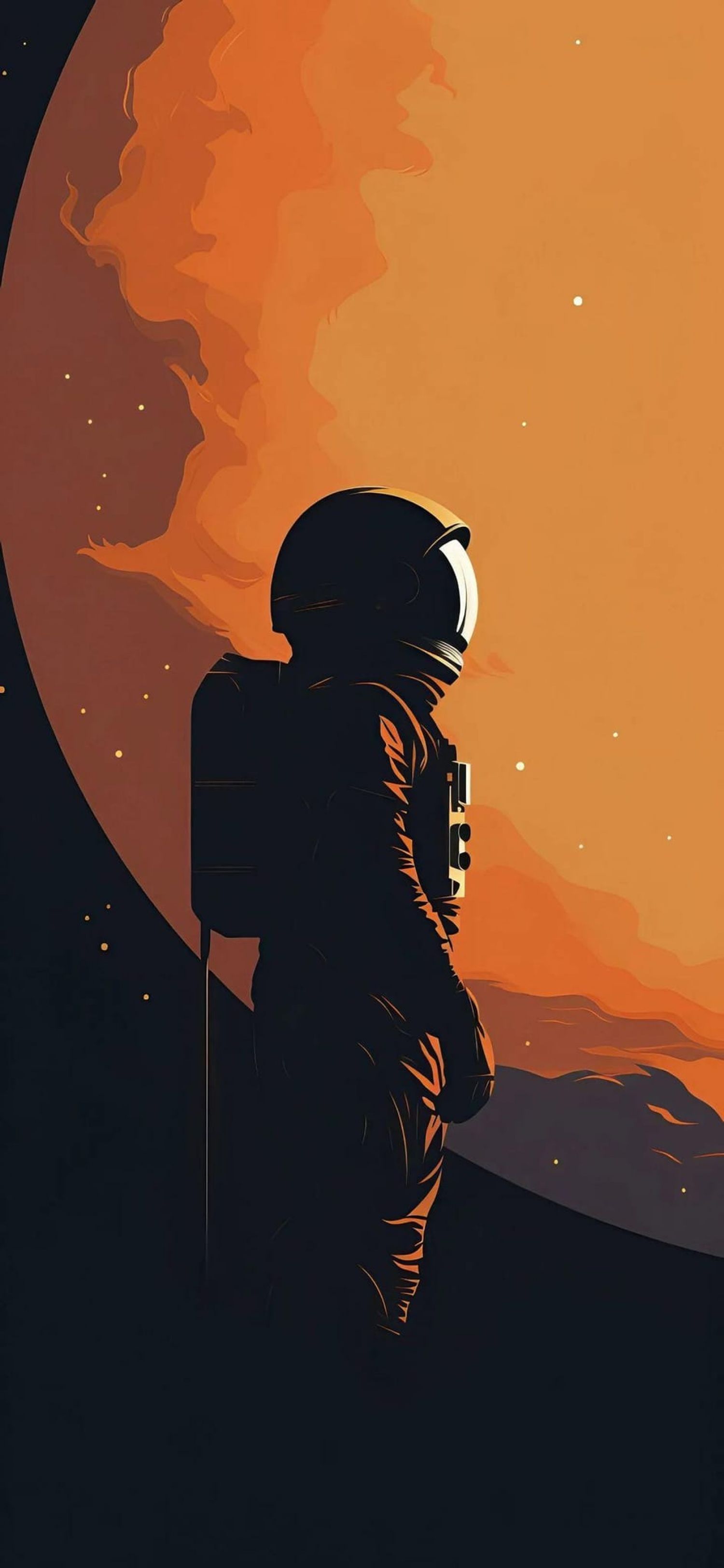 1500x3250 Astronaut Silhouette Planet Orange