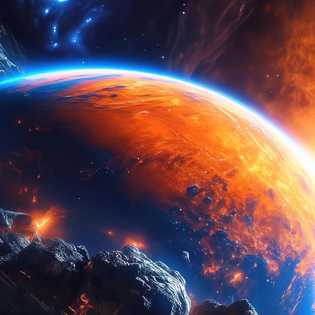 1024x1024 Space, planet above, dark starry sky