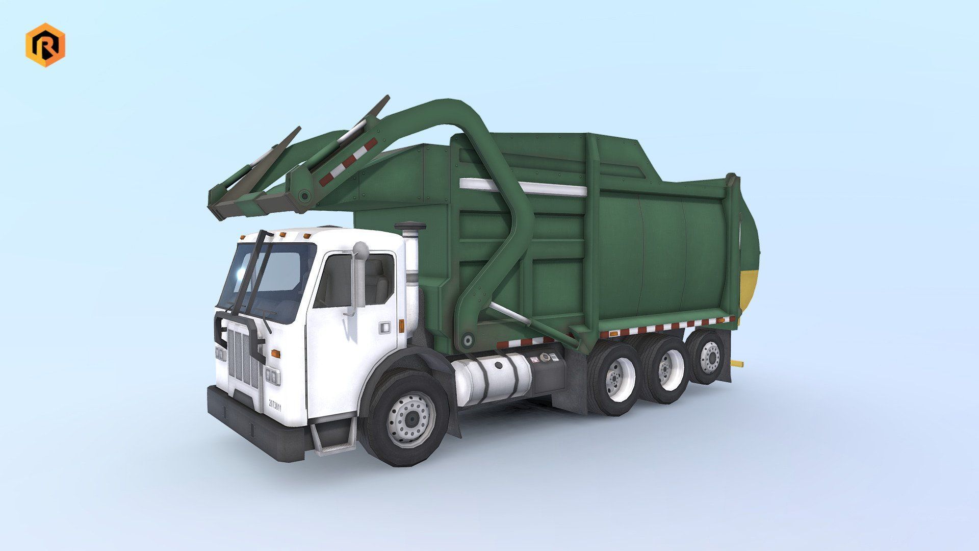 1920x1080 Garbage Truck Royalty Free 3D