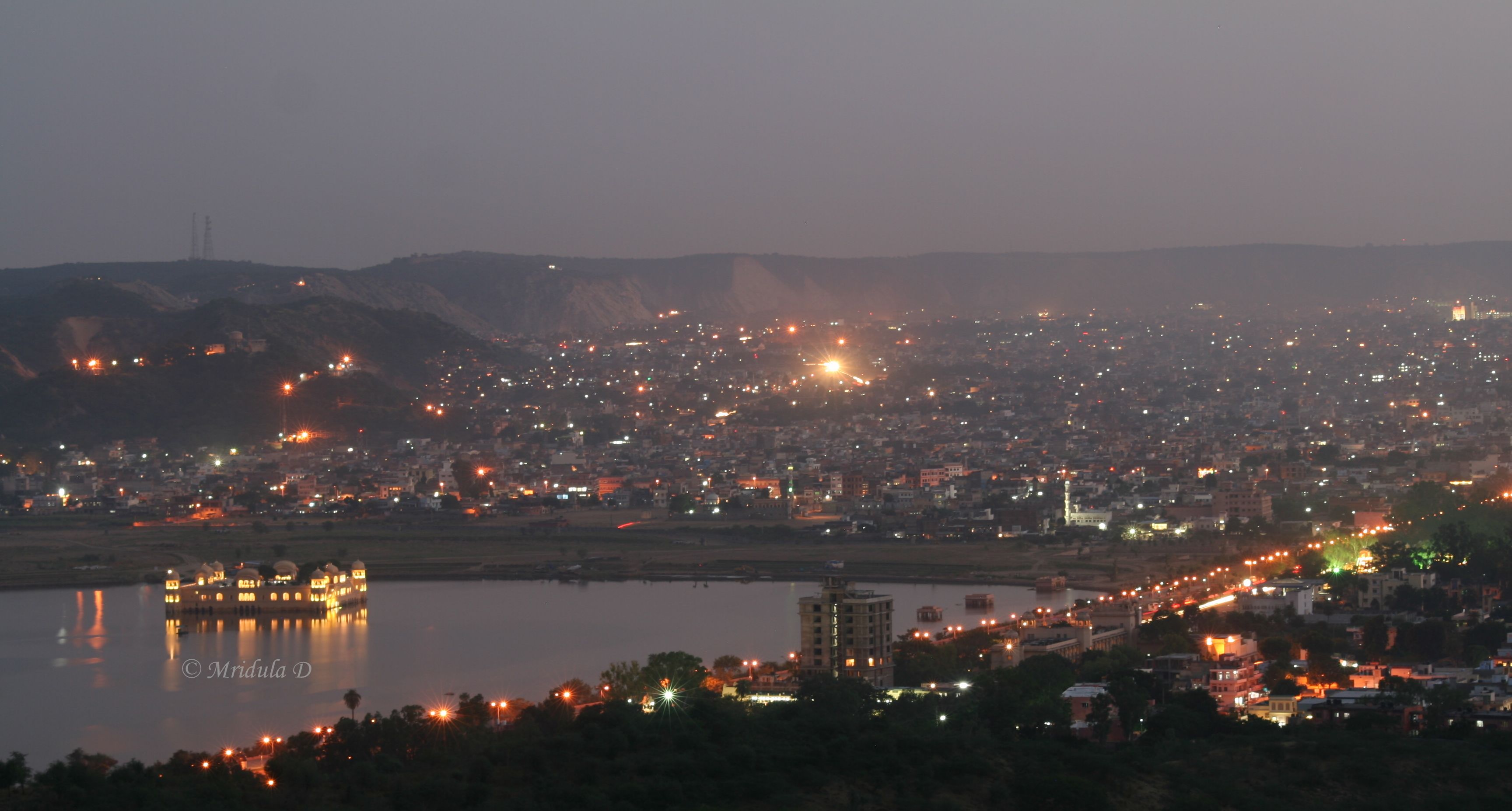 3456x1855 The Jal Mahal, Jaipur at Night