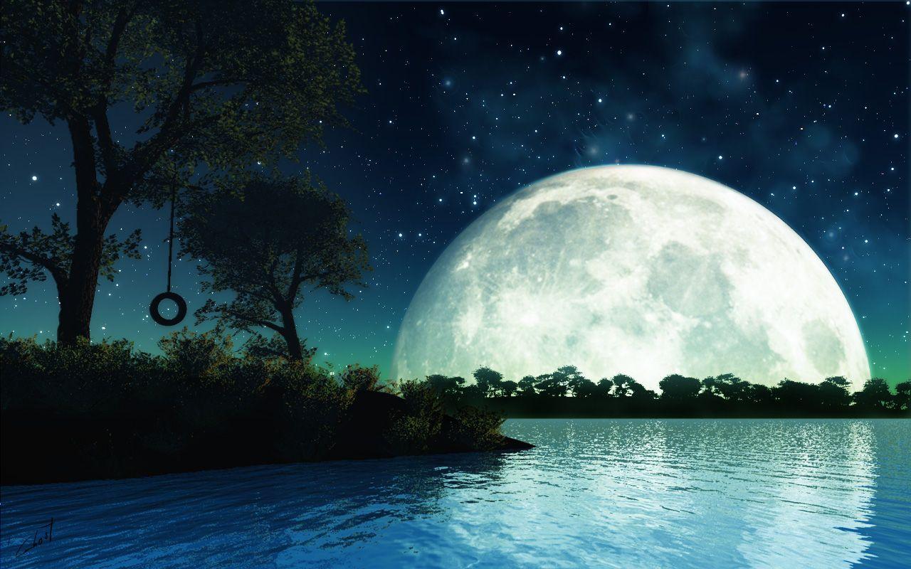 1280x800 Beautiful Romantic Moonlight Wallpaper .