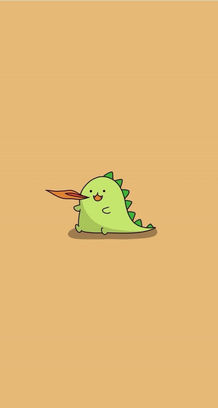 744x1392 Cute Dinosaur Breathing Fire On