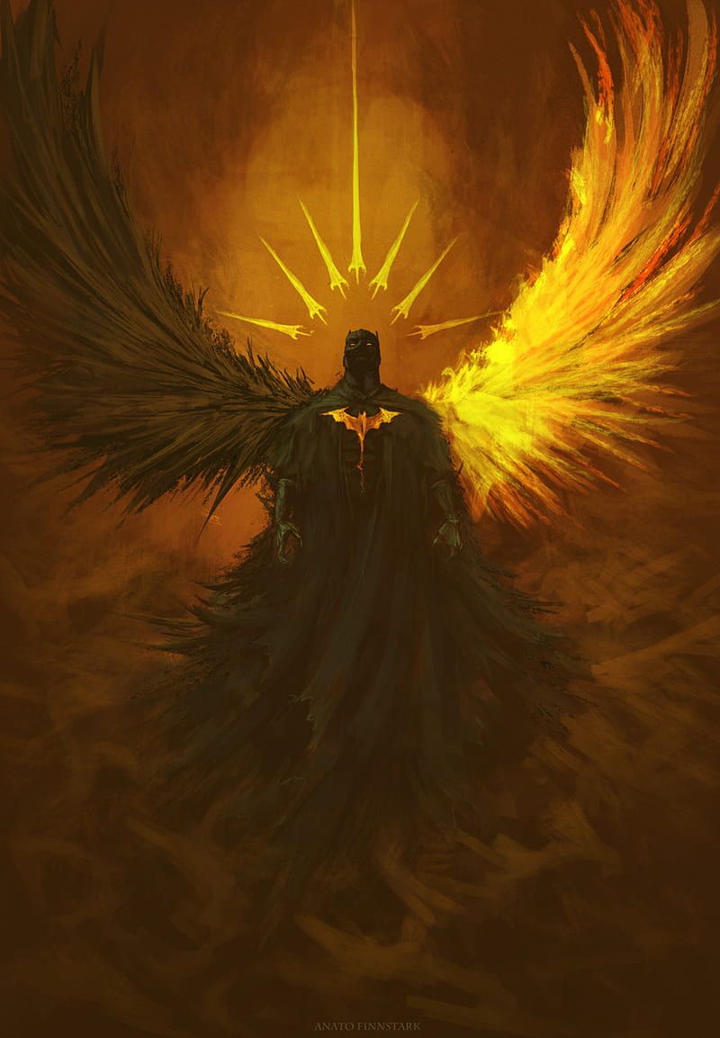 800x1153 Celestial Batman, black, dark, fantasy, fly, light, man, mist, wings, HD phone wallpaper