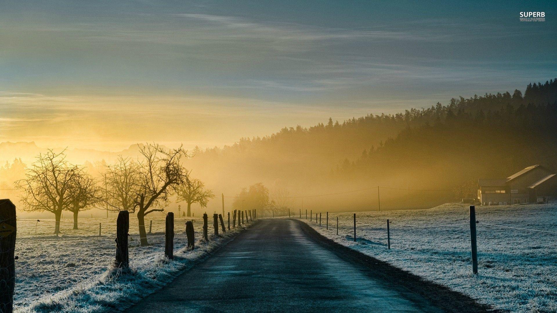 1920x1080 Free download snow wallpaper winter country road wallpaper