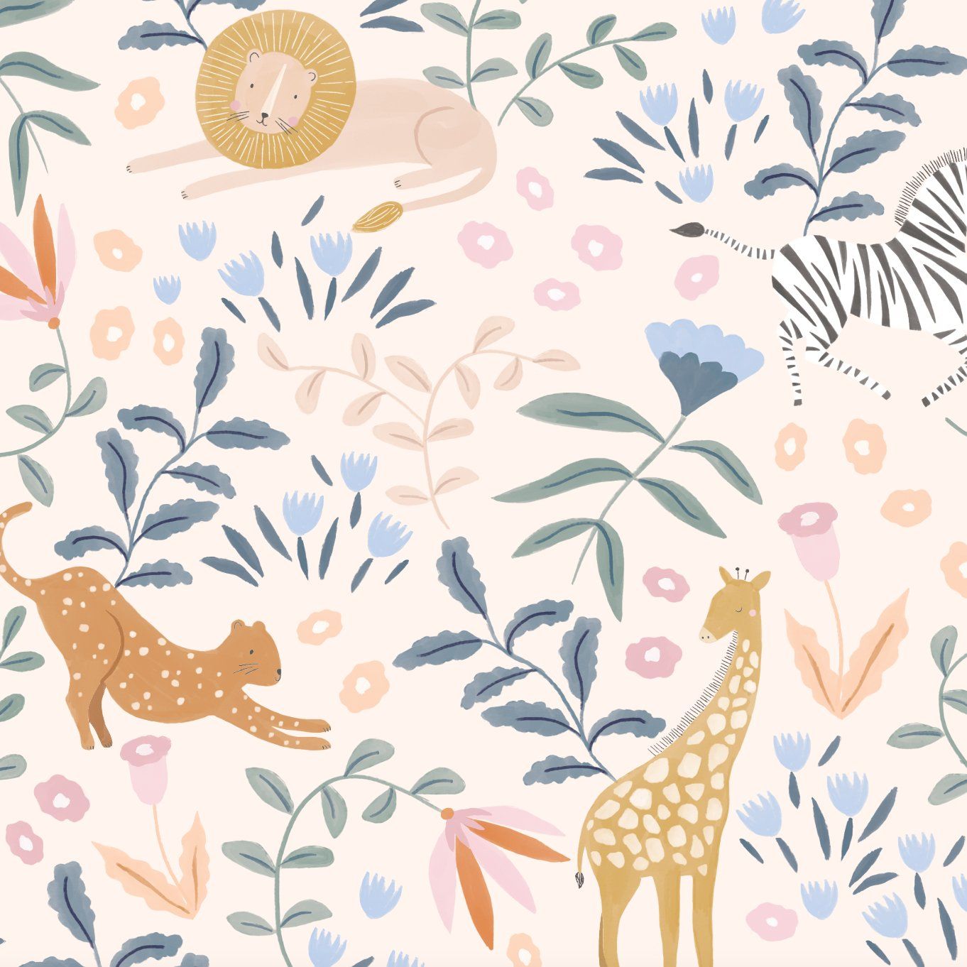 1362x1362 Safari Springtime Repeat Wallpaper Pattern