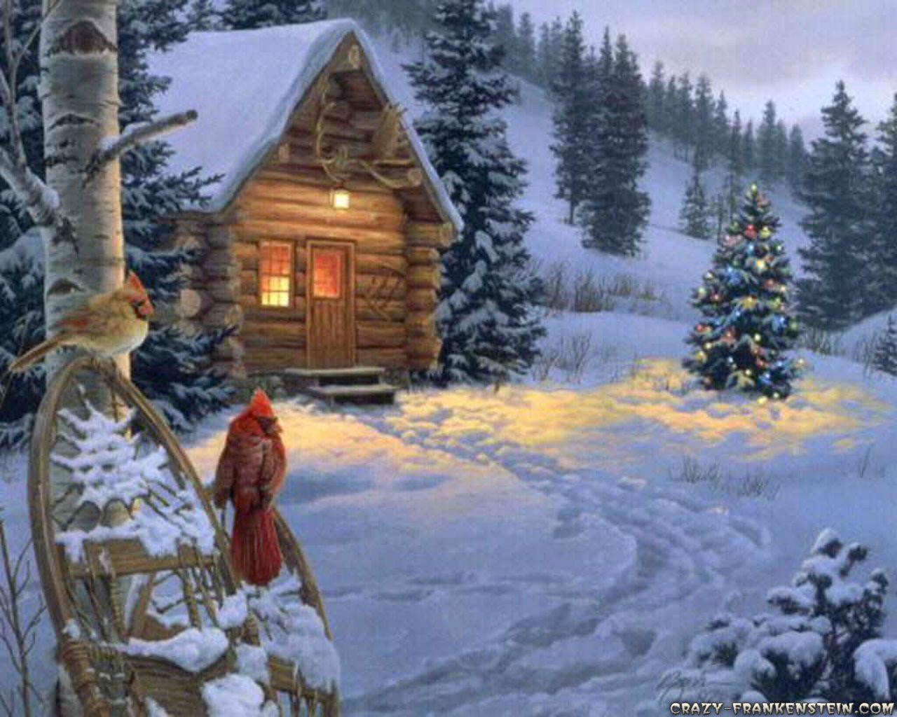 1280x1024 cabins thomas kinkade.. Download Wallpaper Thomas
