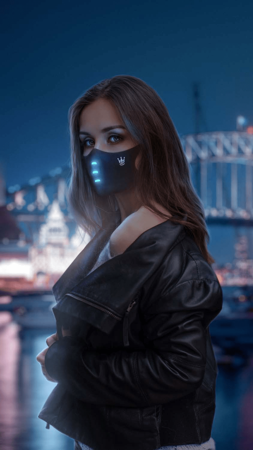 844x1500 Neon Mask Girl iPhone Wallpaper HD